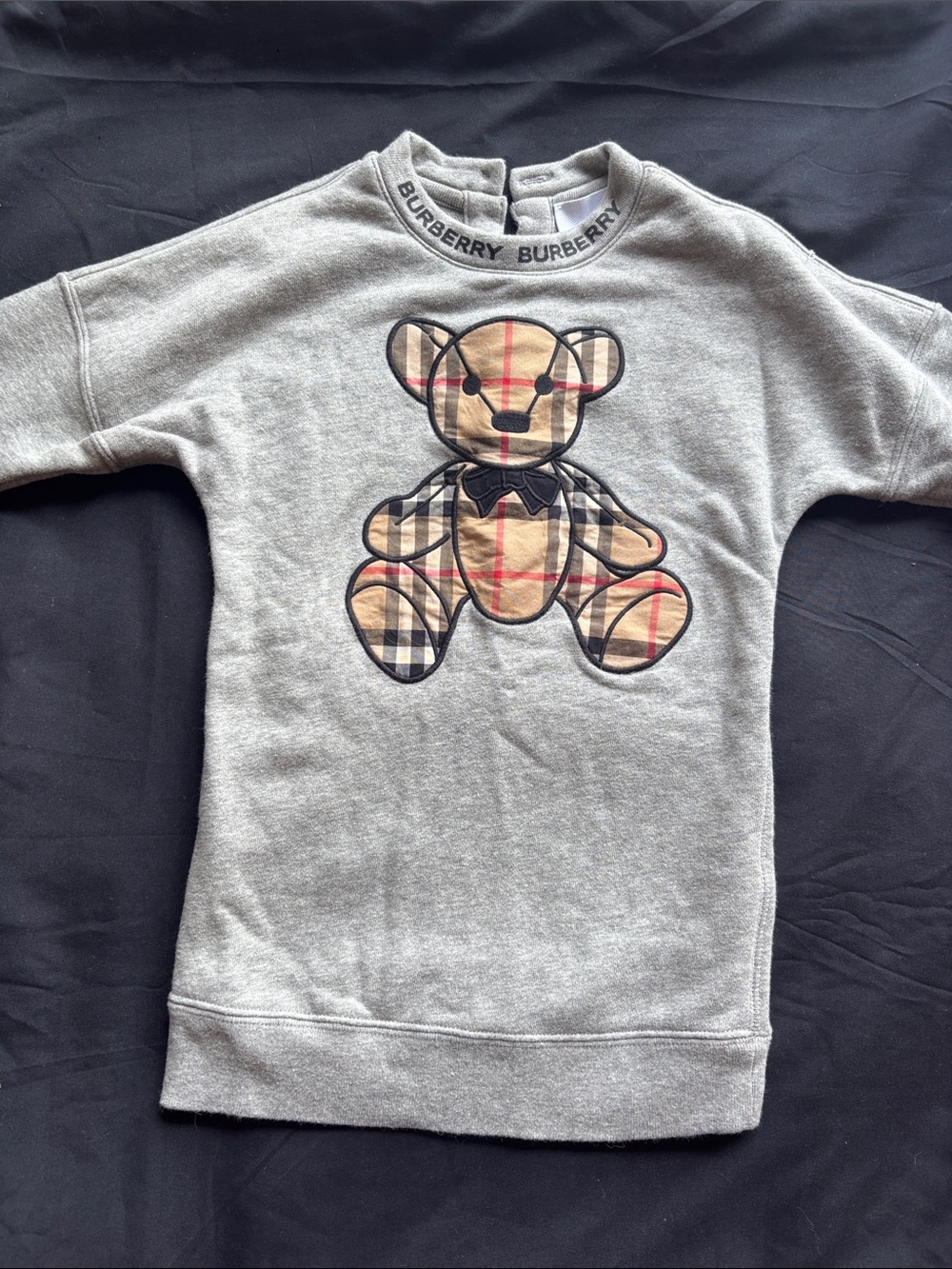 Burberry Grey Sweatshirt with Vintage Check Teddy Patch